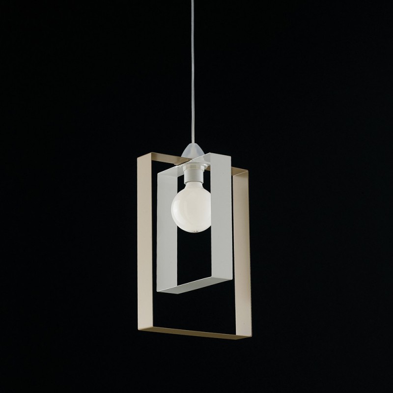 Sospensione moderna lampadario in ferro  bianco tortora  25x h.40 cm