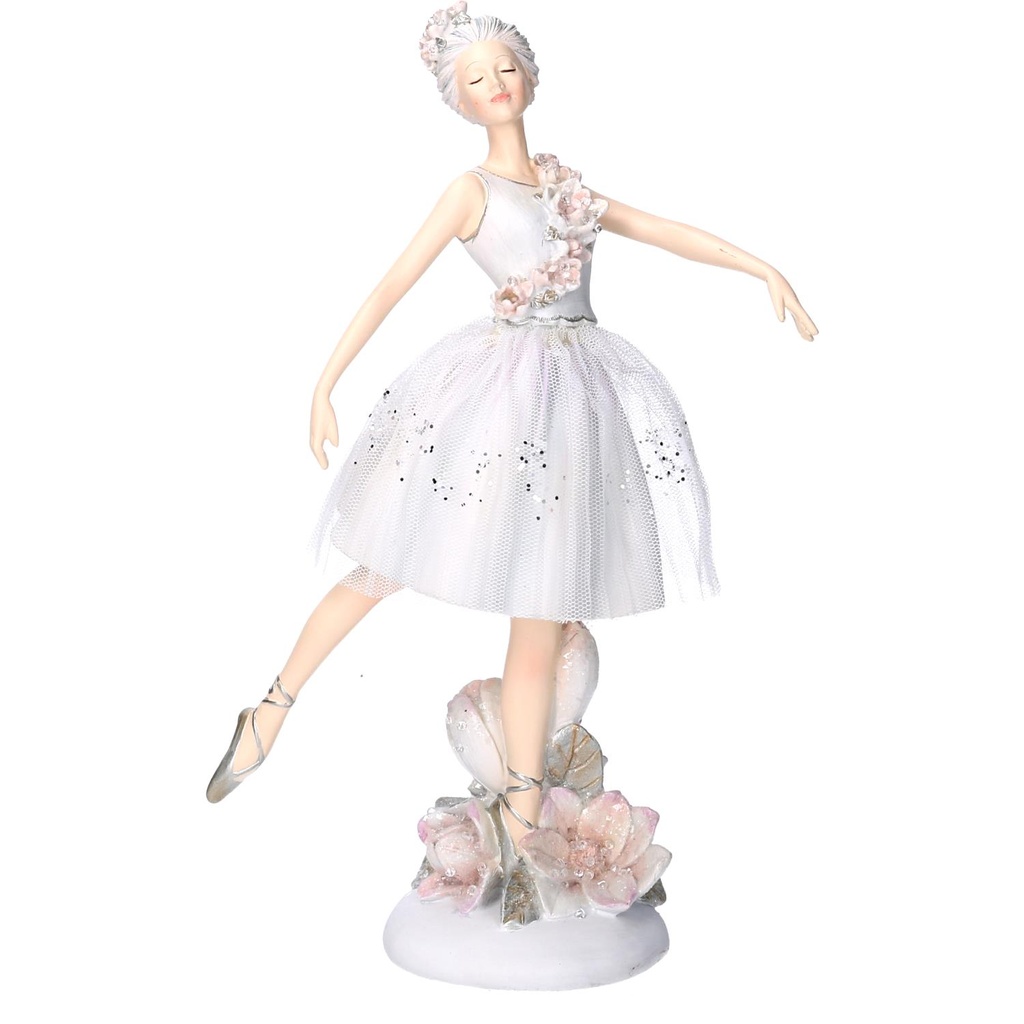 Statua Ballerina in Resina Bianca 17,7x9,5x27,2 cm