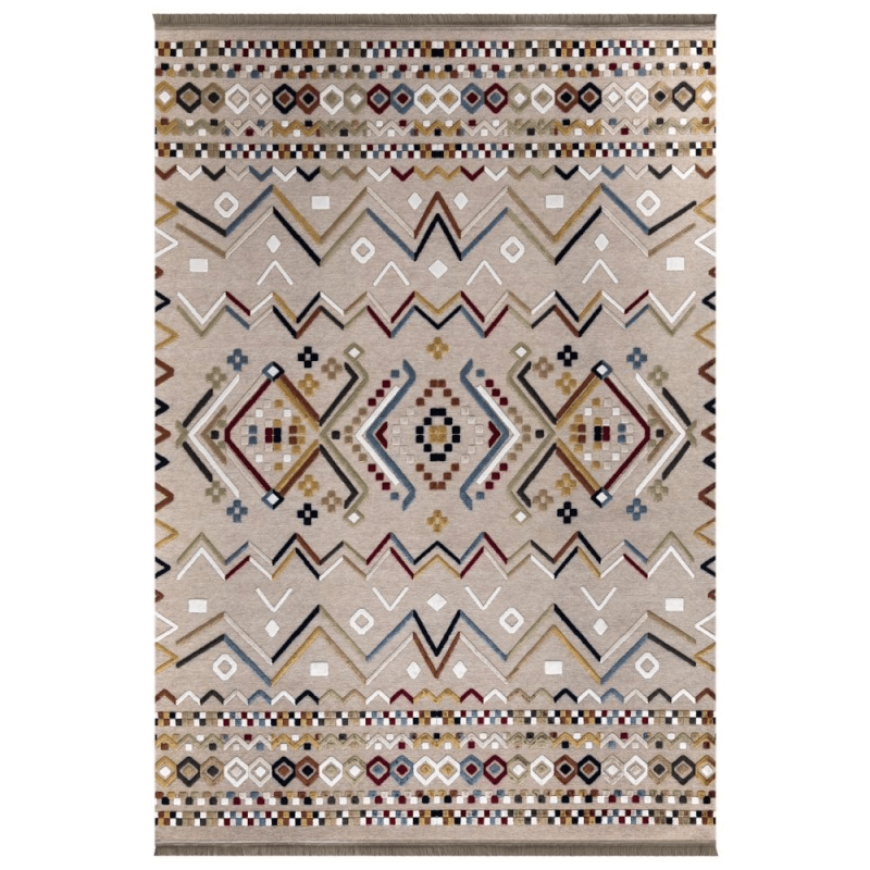 Tappeto antiscivolo Multicolor beige con decori colorati 160x230