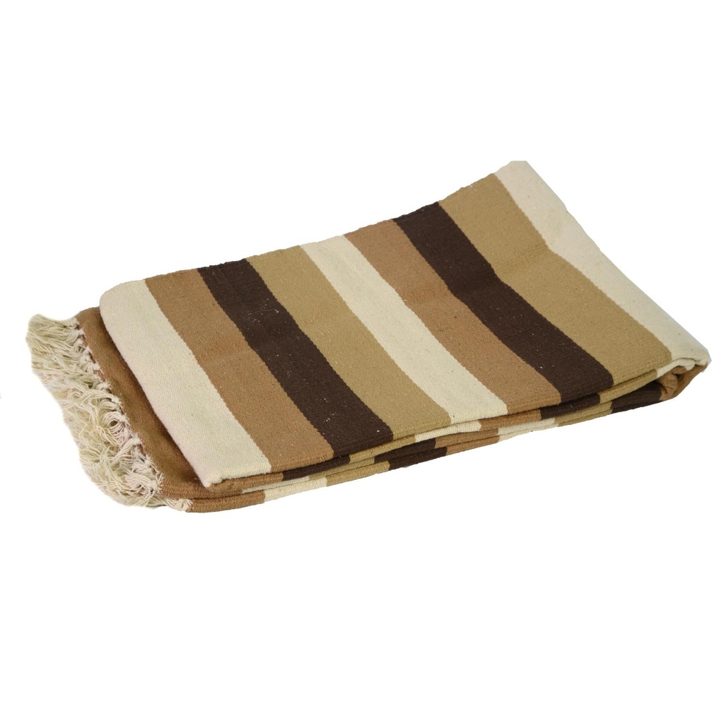 Tappeto righe marroni beige in cotone, cm120x190