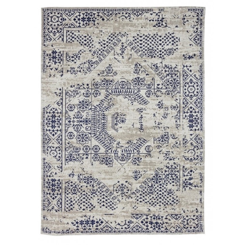 Tappeto moderno in cotone Bombay blu 140x200 cm