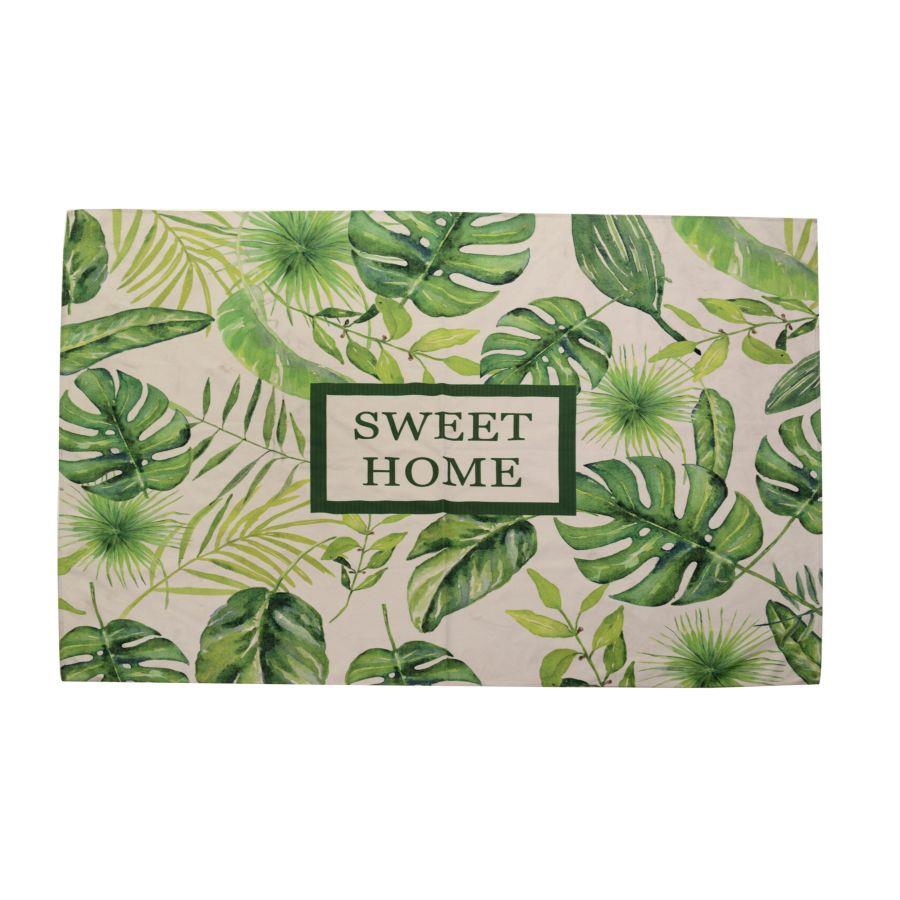 Tappeto tessuto foglie verdi rettangolare 180x140 cm