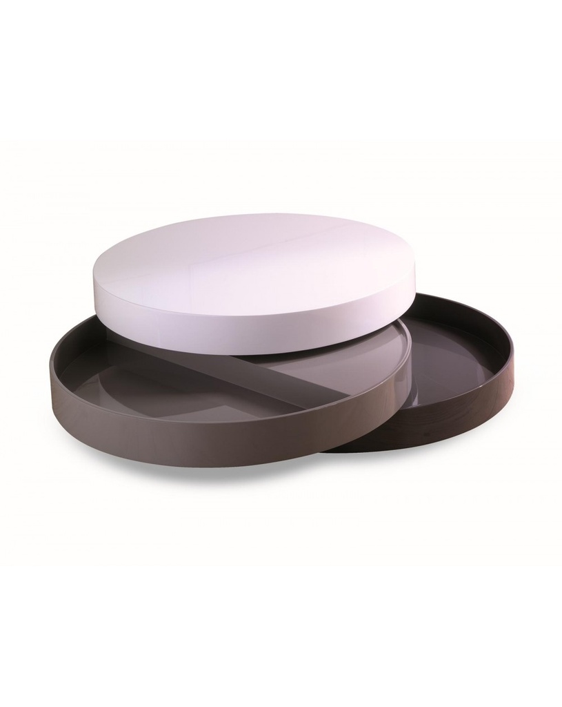 Tavolino elegante in MDF, colori bianco e grigio scuro, 90x90x32