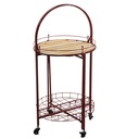 Tavolino Metallo Ruote Richiudibile Rosso Tondo Ø49cm H67/98cm