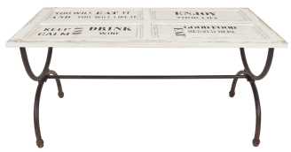 Tavolo top bianco con scritte 78,5 x 160 x h 76