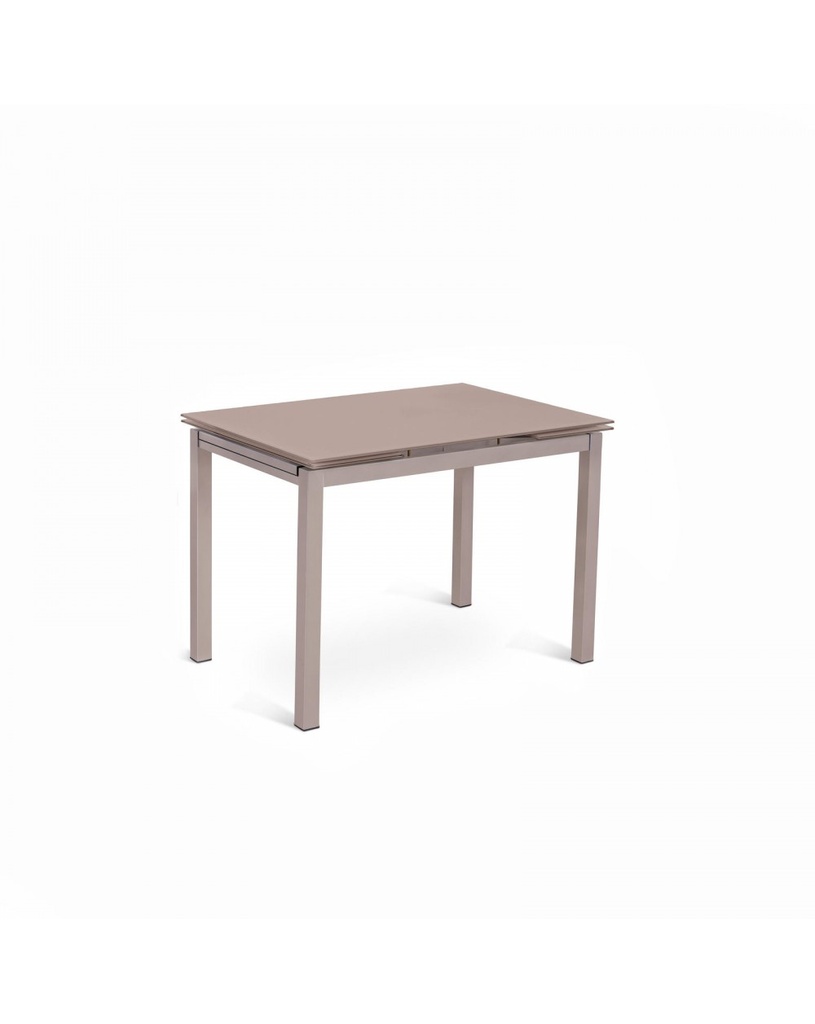 Tavolo allungabile in vetro temperato e metallo, 130-200 x 80 x 75 cm, colore cappuccino