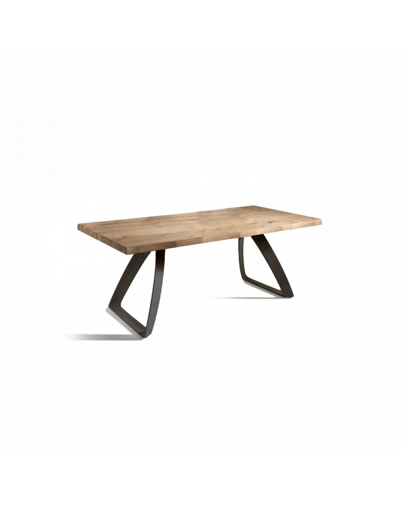 Tavolo allungabile in rovere impiallacciato con gambe in metallo, 160-240x90x76 cm