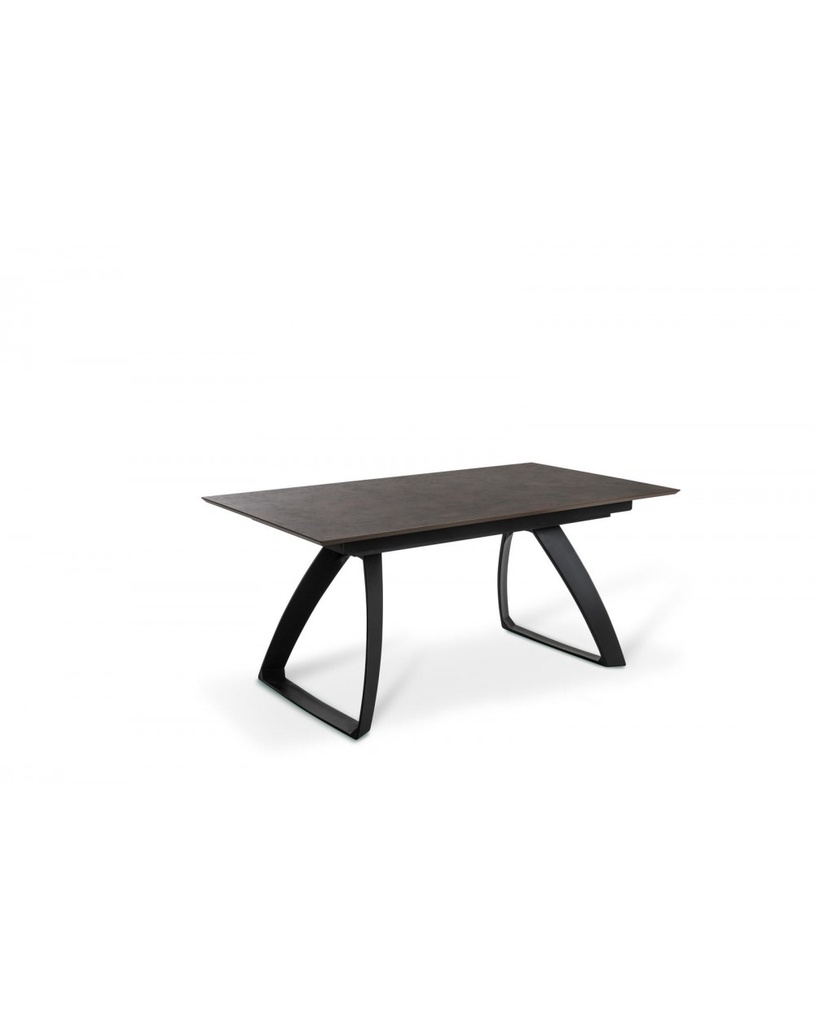 Tavolo allungabile elegante, 170-270 x 90 x 76 cm, con top in HPL su MDF e gambe in metallo, colore marmo ruggine e nero