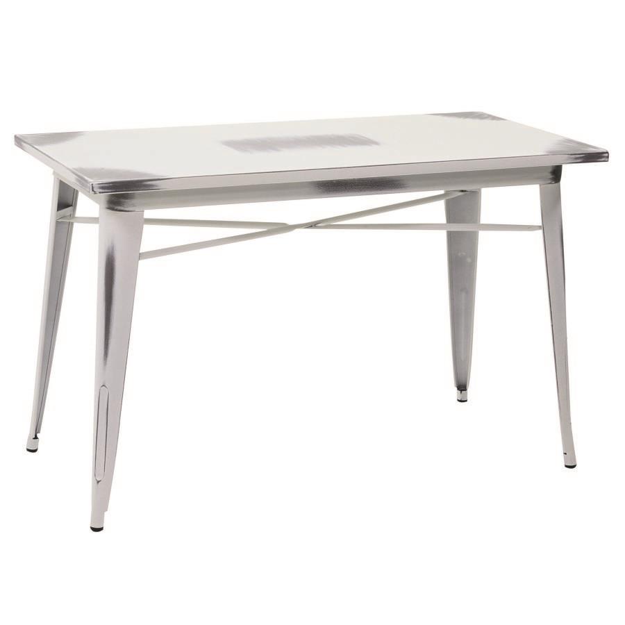 Tavolo industriale Bristol con piano bianco antico h76 cm