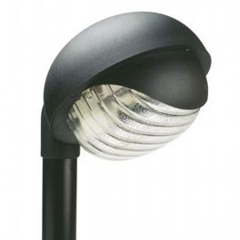Testa-palo in termoplastico con diffusore in vetro stampato - 60mm x 155mm - Alimentazione 230V - Potenza massima 60W nero