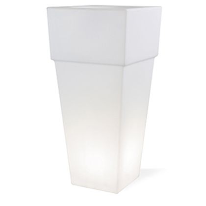 Vaso Quadrato Luminoso da Pavimento Bianco
