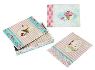 Vassoio con 6 tovagliette americane - 30 x 22 x 4,5 cm