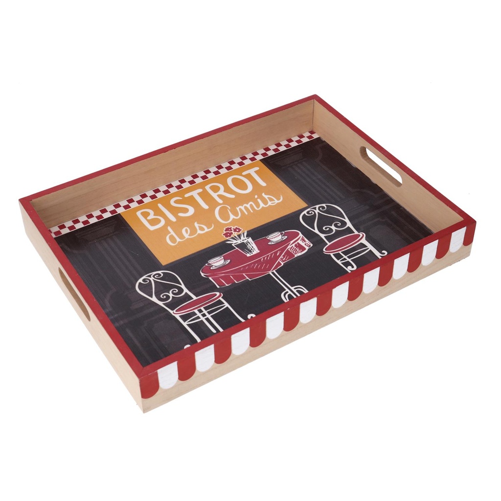 Vassoio in legno nero rettangolare 40x30x5 cm