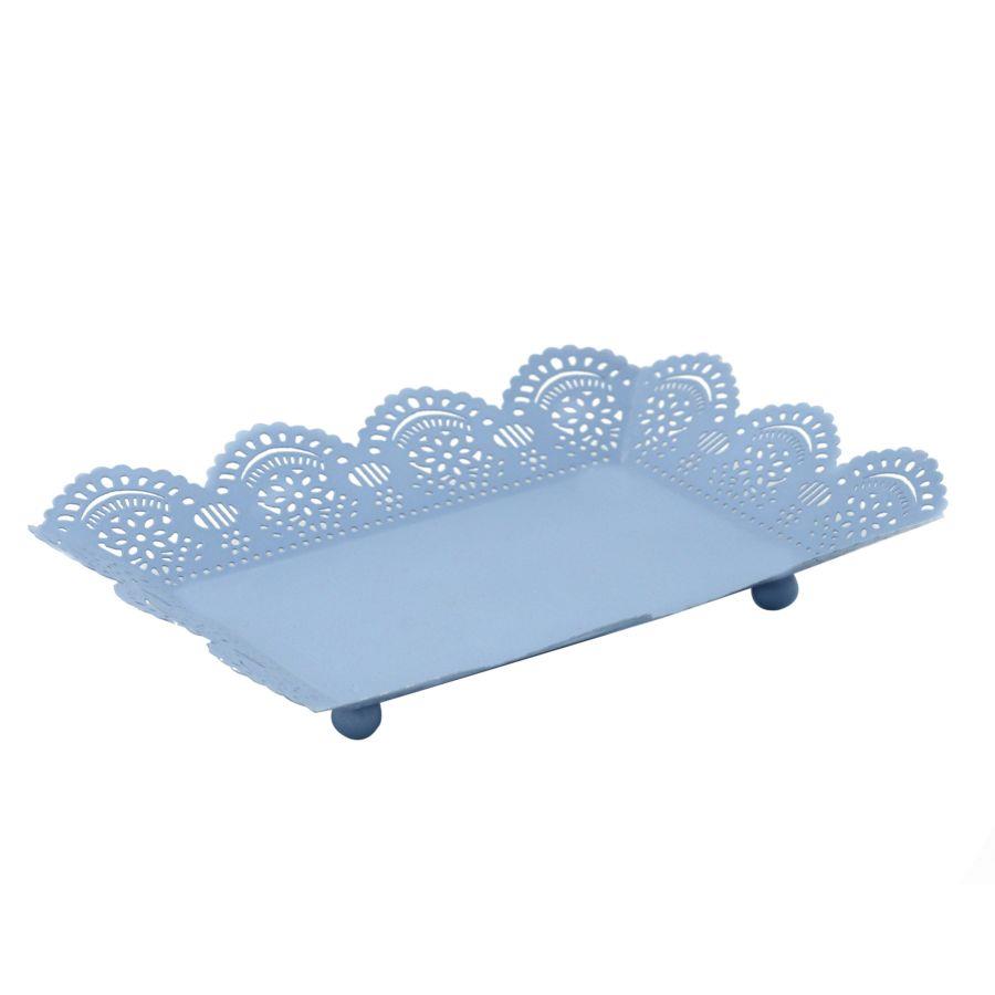 Vassoio metallo azzurro 25x17x4 cm