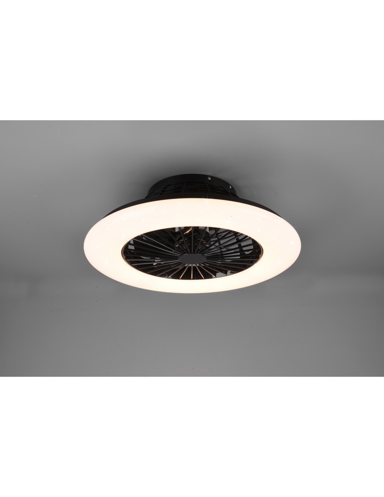 Ventilatore Lampadario Led Dimmerabile Nero 50x50 cm