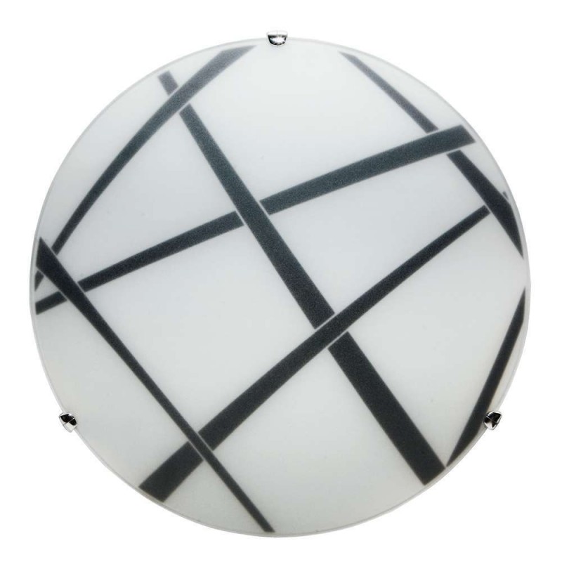 Plafoniera vetro bianco nero  Diametro cm 30