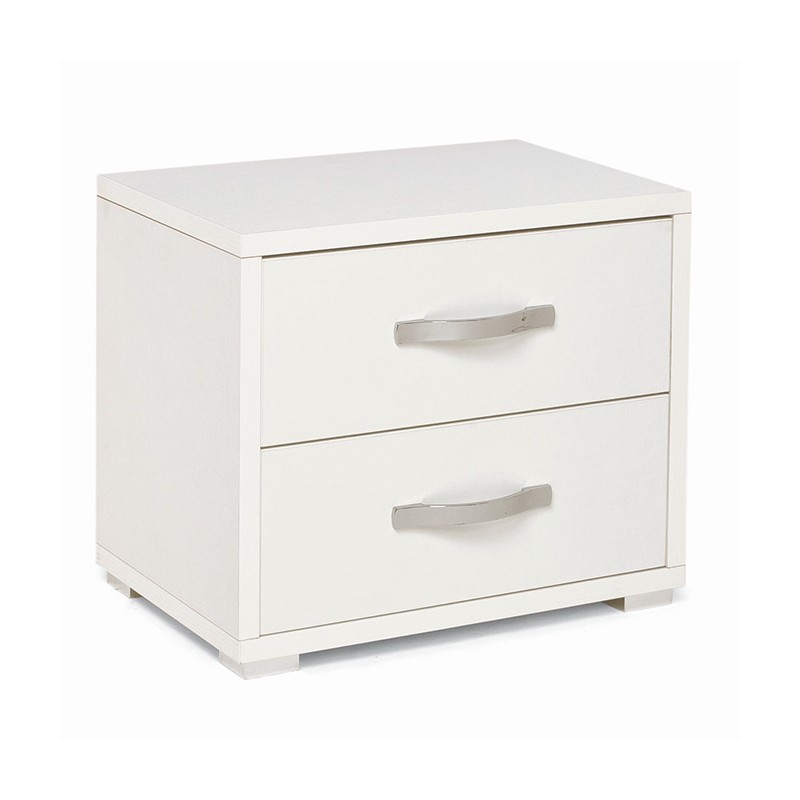 Comodino con 2 cassetti bianco frassinato in legno nobilitato 36x52xH 43