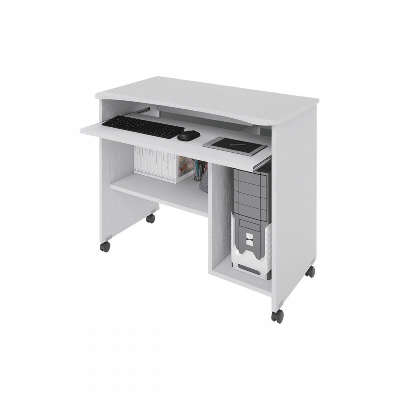 Portacomputer Bianco in Legno Nobilitato H.76x93x48,5 cm