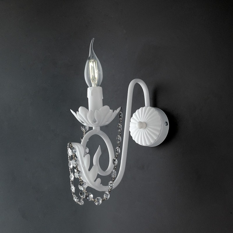 Applique in ferro Bianco Shabby strass damasco 25x h28 cm