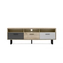 Mobile Base Porta TV con 3 Ante a Ribalta Colore Rovere e Grigio 160x35xh.53 cm