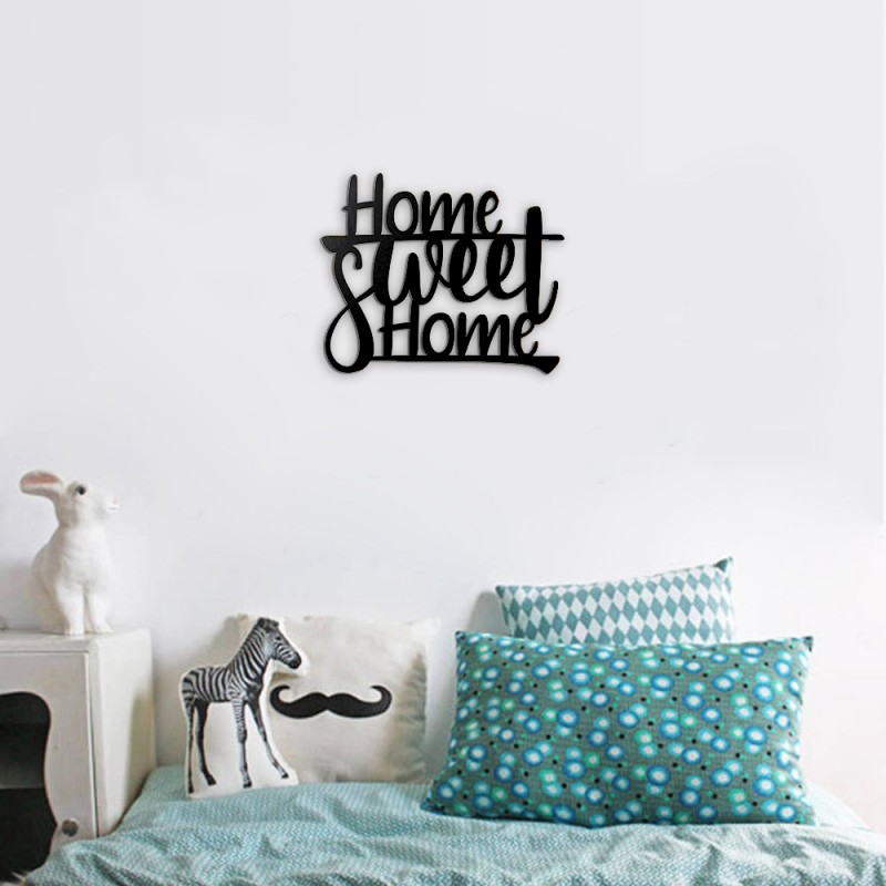 Decorazione murale home sweet home nera 33x40 cm