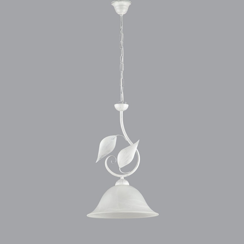 Lampadario sospensione ferro Bianco Argento 30x h34 cm