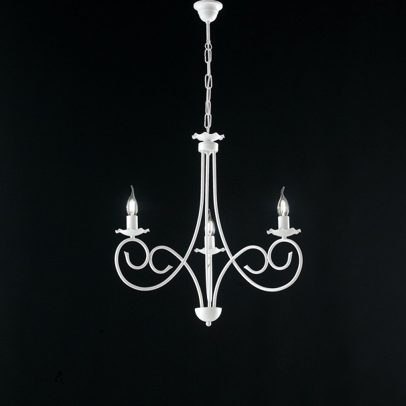 Lampadario a sospensione bianco shabby tre luci 50x h60 cm