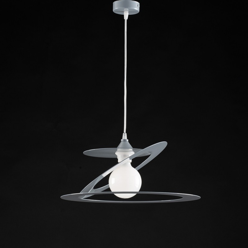 Lampadario a sospensione in taglio laser ferro Grigio 40x18 cm