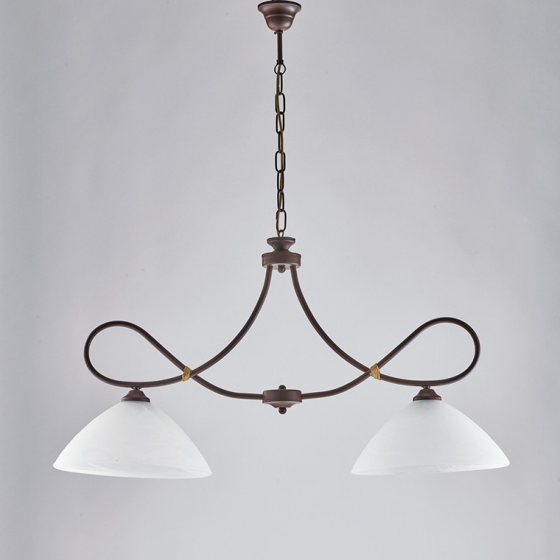 Lampadario in ferro Nero ruggine due luci 92x h50 cm