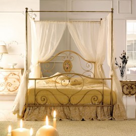Letto matrimoniale in ferro con baldacchino Avorio LORY 170x208x h210 cm