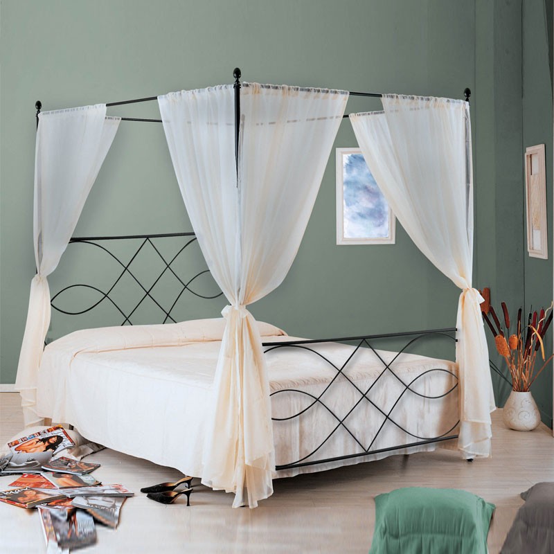 Letto matrimoniale con baldacchino SOSPIRO Nero 166x208x210cm