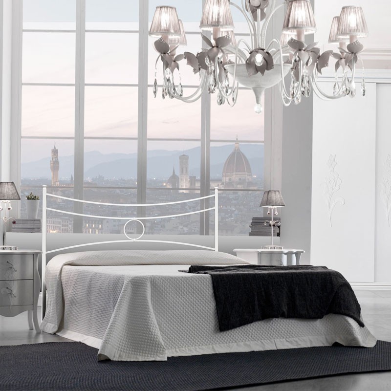 Letto matrimoniale in ferro bianco CONCA 166x202x h117 cm