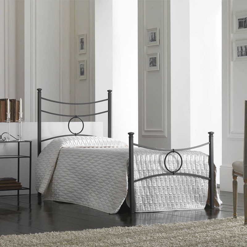 Letto singolo in ferro Nero CONCA 92x208x h117 cm