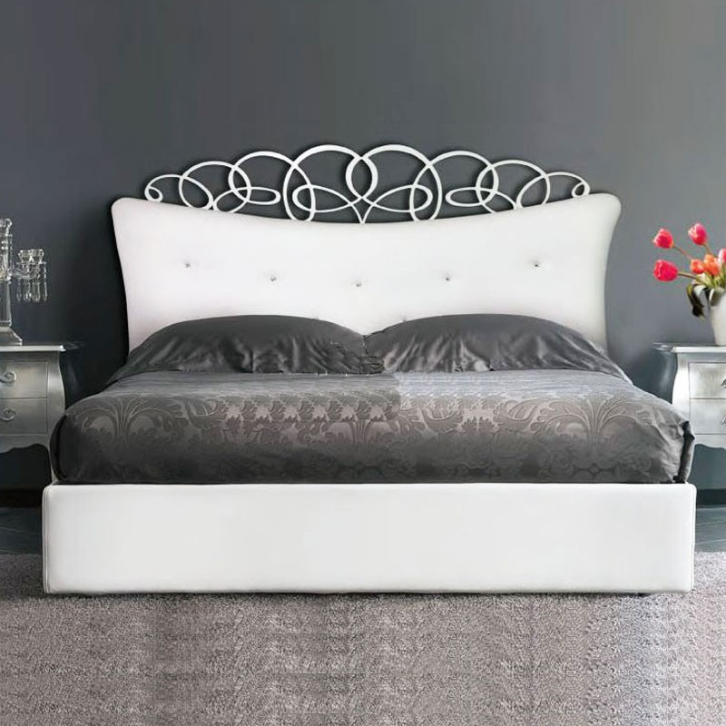 Letto Matrimoniale Contenitore con Testiera Imbottita in Ecopelle 180x200xh.155 cm