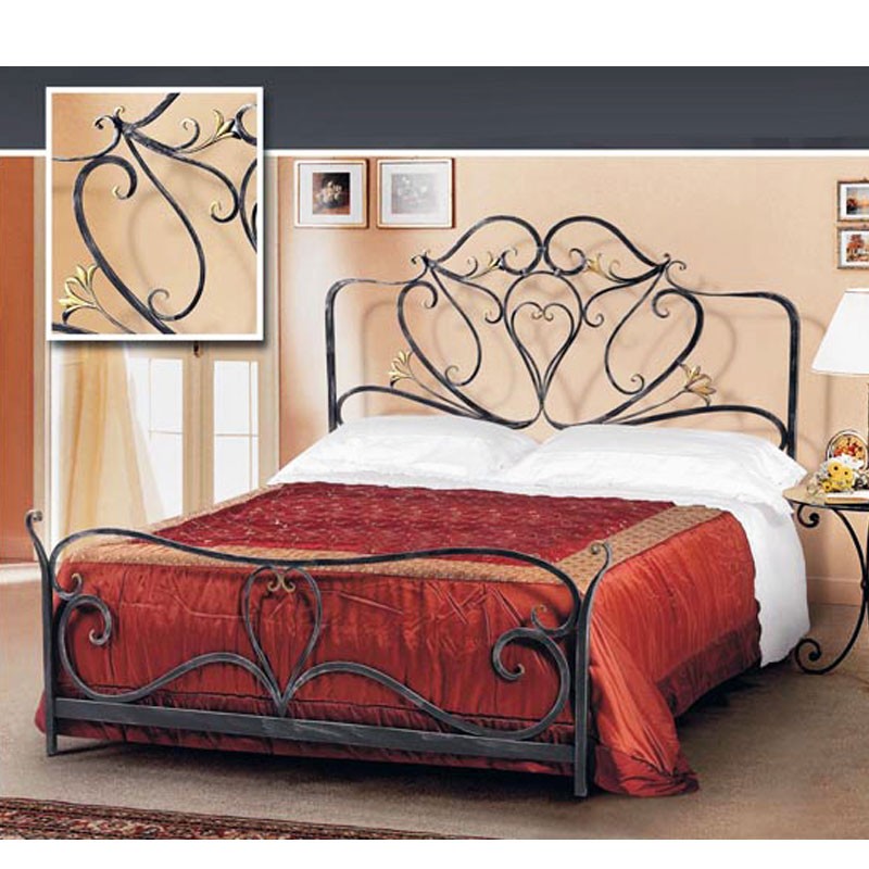 Letto matrimoniale in ferro battuto color antracite 172x202xH.140 cm
