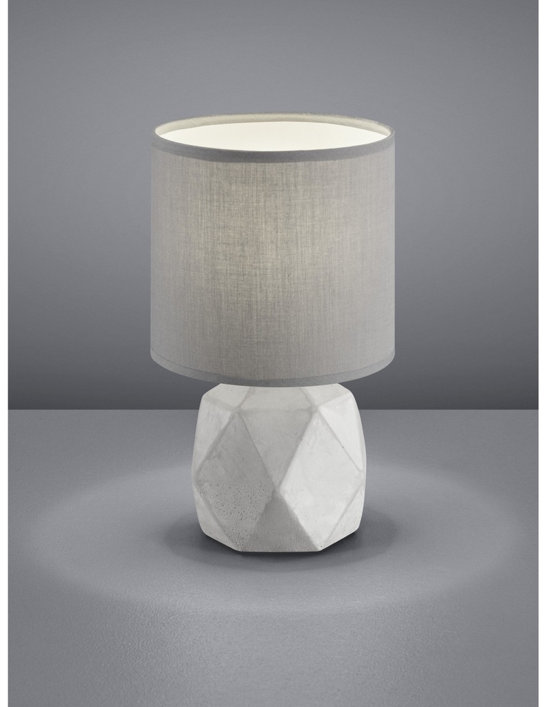 Lampada da Tavolo Pike Cemento con Rombi e Paralume Grigio Ø16 cm