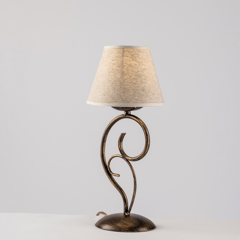 Lumetto Vienna Marrone Oro con Paralume Effetto Tessuto 16x h38 cm