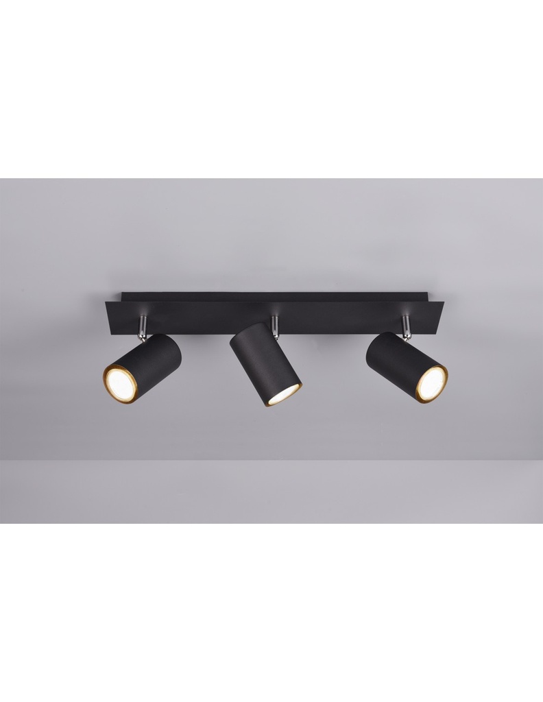 Plafoniera Orientabile Marley Nero Trio Lighting - Lampada da Soffitto Moderna con 3 Punti Luce Spot