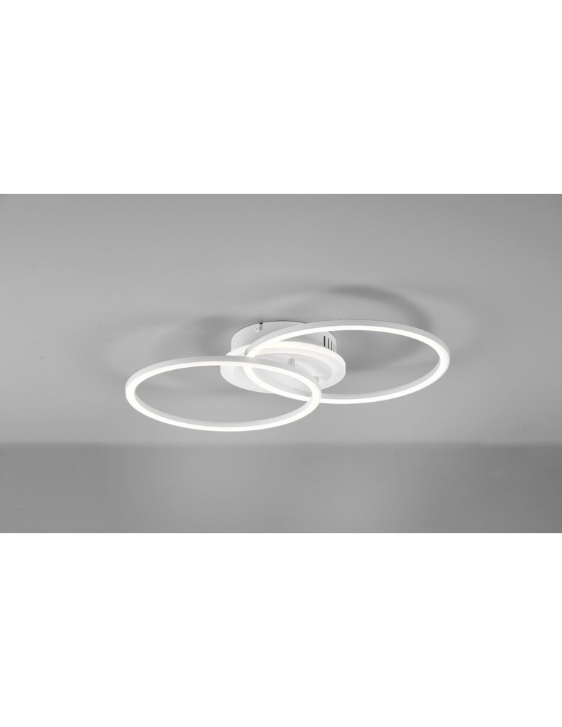 Plafoniera Soffitto 2 Cerchi Led 4000k Dimmer Bianco