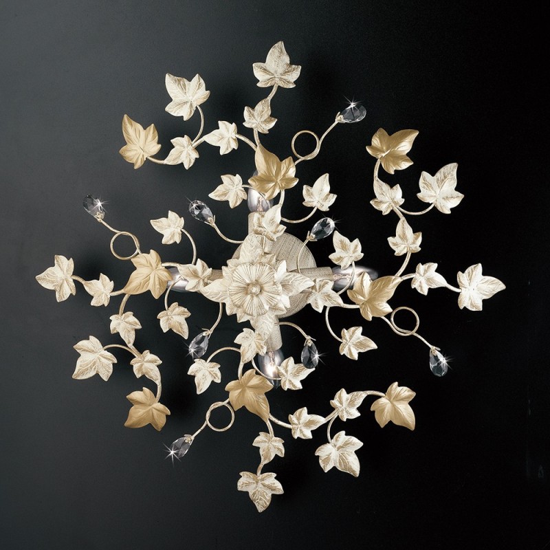 Plafoniera in ferro Avorio Oro Chiaro 60x h22 cm