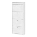 Scarpiera con 4 ante e cassetto superiore Bianco Ossido 63x29x164 cm