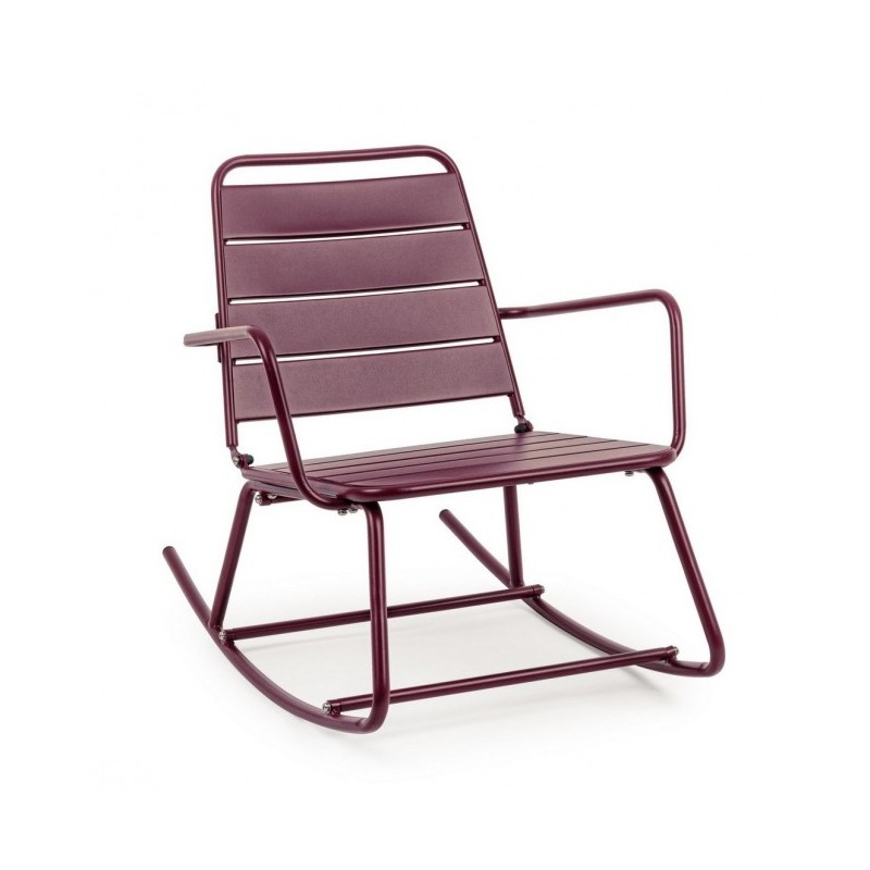 Sedia a dondolo bordeaux Lillian, acciaio trattato per esterno, finitura opaca, da assemblare, 63x90x74h