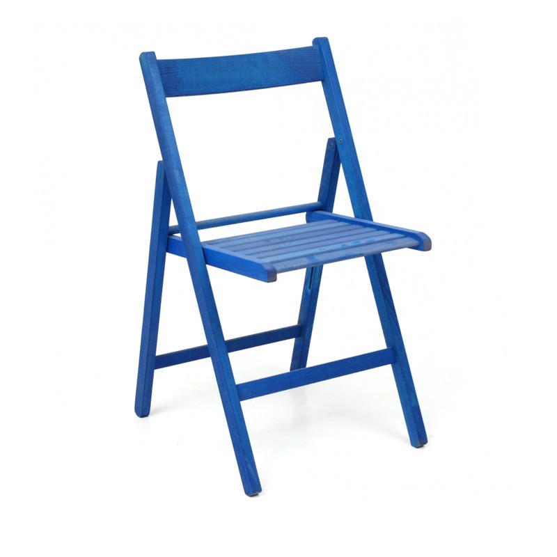 Sedia Pieghevole in Faggio di Alta Qualità Colore Blu 43x48xh.79 cm