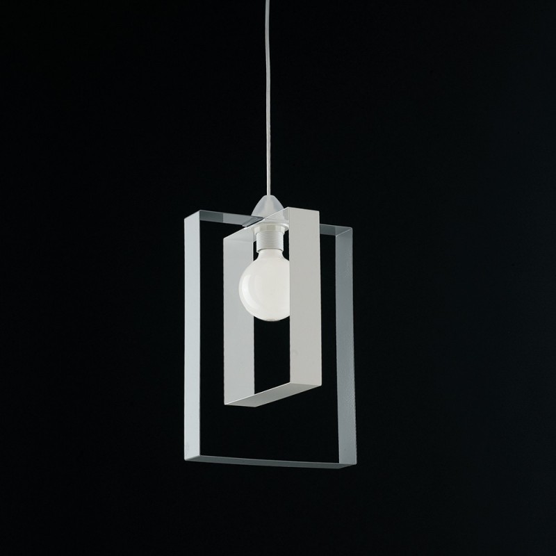 Lampadario sospensione moderno in ferro bianco grigio 25xh.40 cm