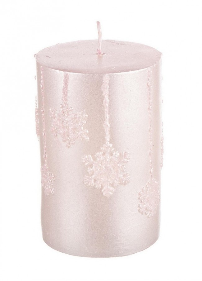 6x Candela Pearl Cilindro Rosa H10.5 - Samnite