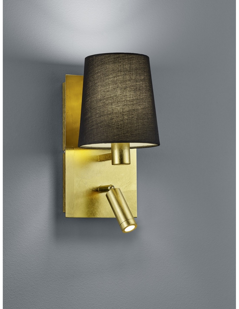 Applique Moderna Oro con Paralume Nero e Spot Led Marriot Trio Lighting - Samnite