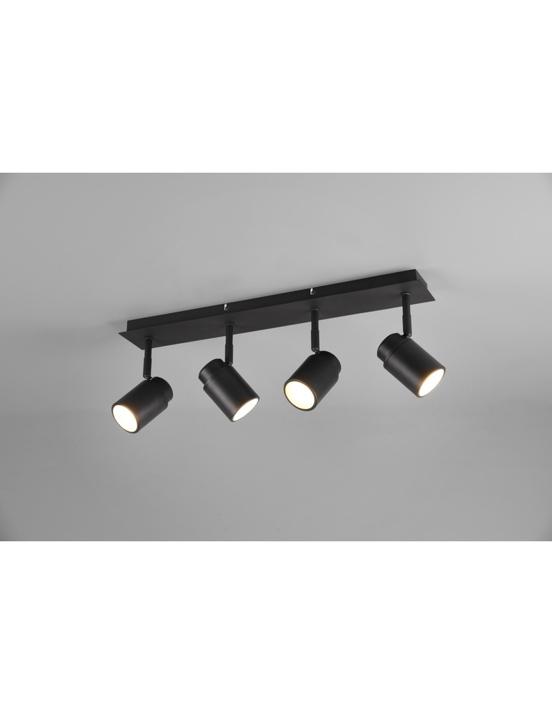 Barra Lineare 4 Faretti Spot Orientabili Metallo Nero Angelo Trio Lighting - Samnite