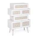 Cassettiera 6 Cassetti bianco Montiel  in legno stile rustico - Samnite
