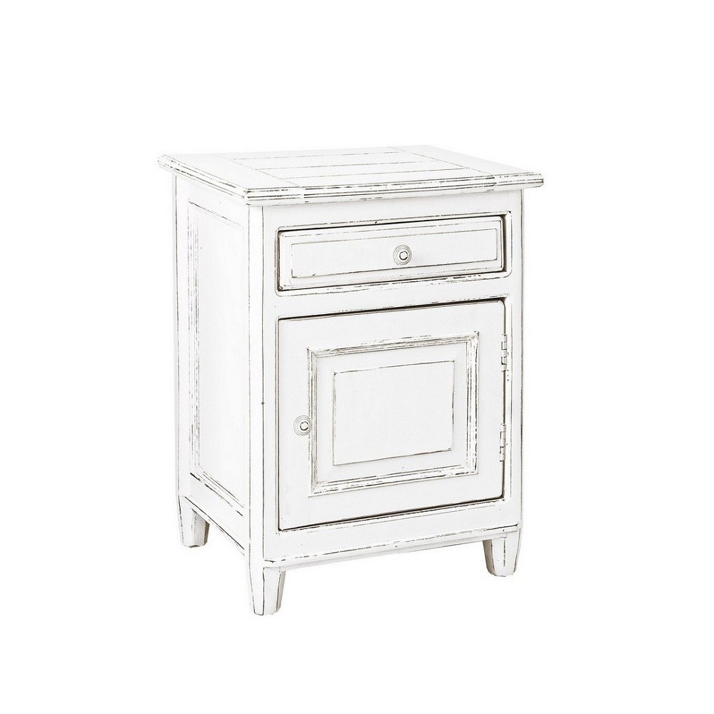Comodino legno bianco 1 anta 1 cassetto Colette cm 50 x 40 x 65 - Samnite