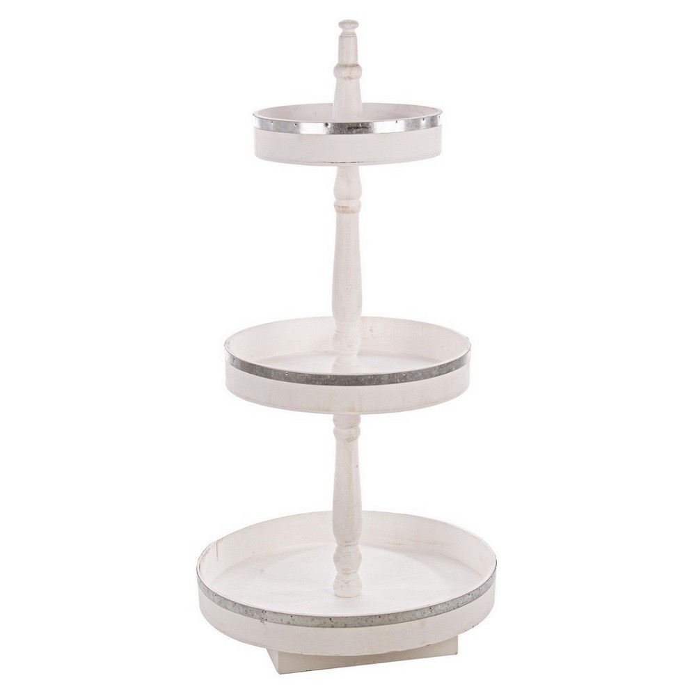 Espositore legno bianco 3 piani tondo cm 50 x 50 x 102 - Samnite